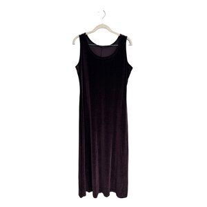 Chocolate brown velvet maxi length tank‎ sleeveless dress crocodile print size L